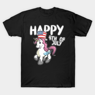 Happy 4th Of July Unicorn Independence Day T-Shirt